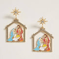 Star Accent Holy Family Nativity Scene Dangle Earrings
