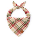 Eggnog Plaid Flannel Holiday Dog Bandana: Small
