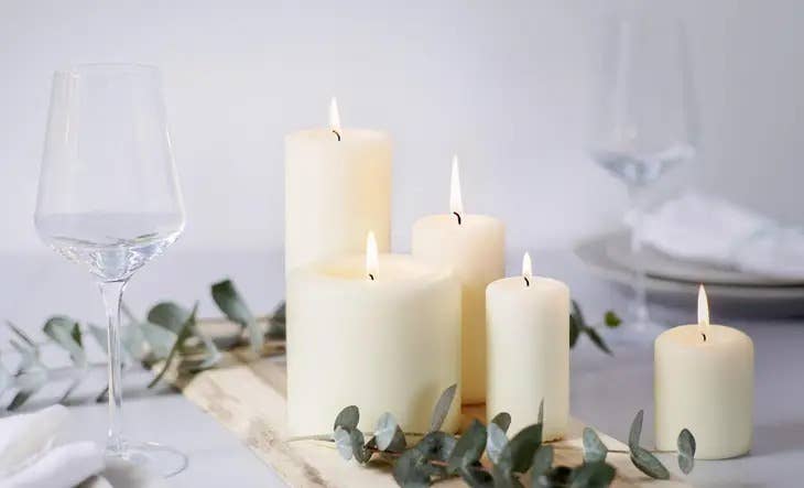 3 X 9" Unscented Wedding Pillar Candles Smooth Even- Ivory: Ivory