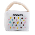 White Chewy Vuiton Purses Squeaker Dog Toy: Small / Mini