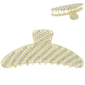 Rhinestone Pave Crescent shape Hair Claw Clip : Gold