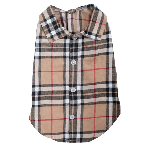 Tan Plaid Shirt: Tan / XX Large
