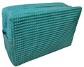 Cotton Waffle Cosmetic Bag, Large: Caribbean Green