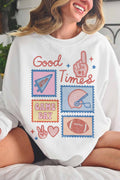 [G2113X-OSS] GAME DAY GOOD TIMES OVERSIZED SWEATSHIRTS: WHITE / M/L