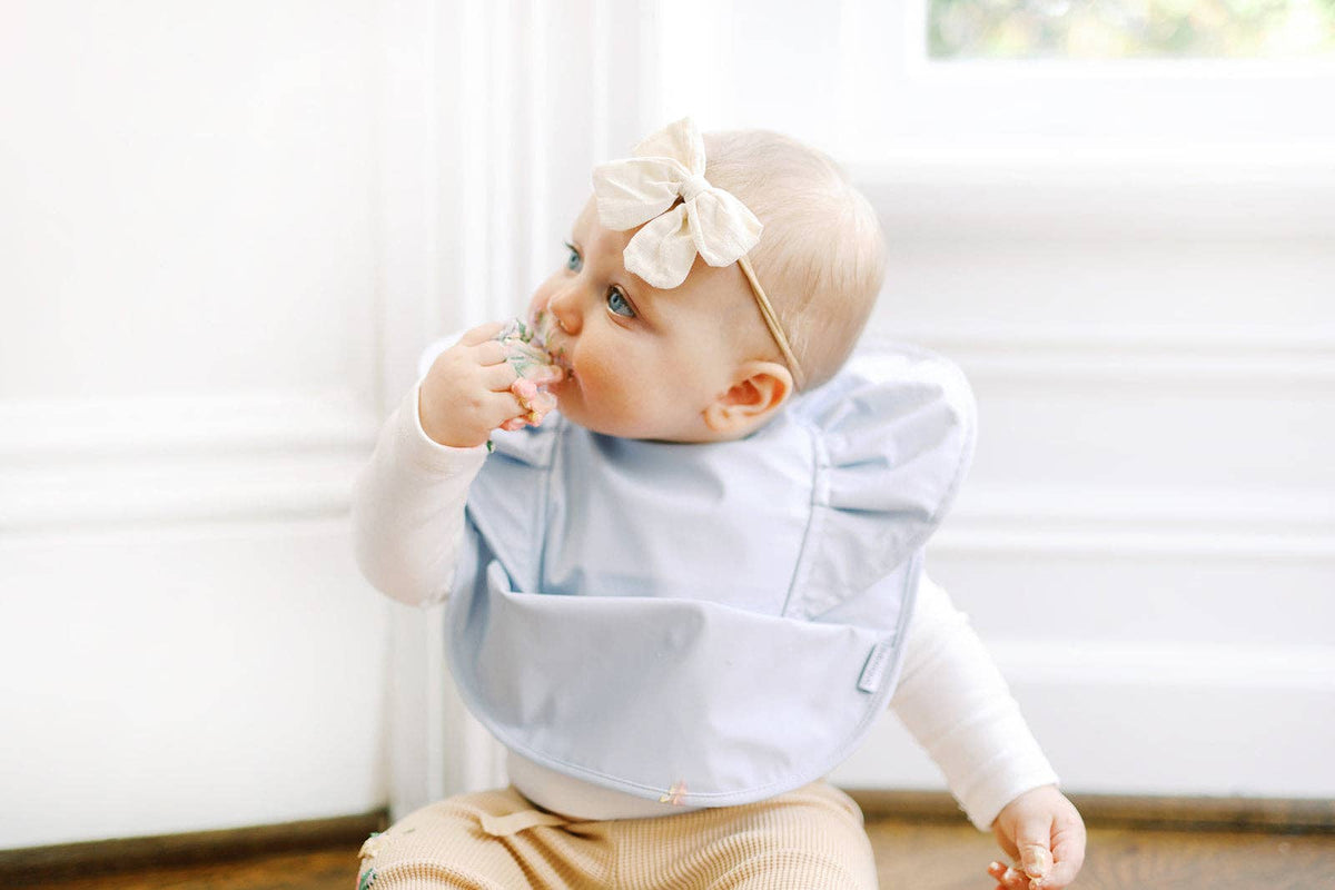 Sky Blue Angel Bib Girls Ruffle Waterproof Feeding Baby Bib