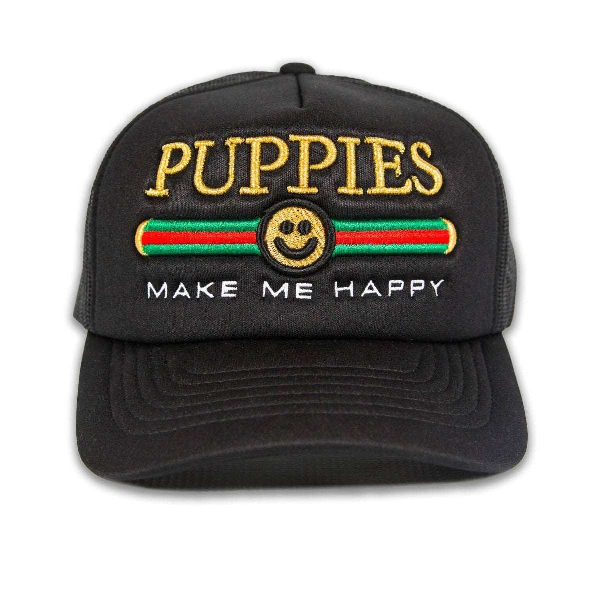 Pup Lux Metallic Gold Puff Embroidery | Trucker Cap: GREEN / M/L