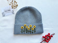 Hand-Embroidered Beanie, Collection Noelle: 1. Sunflower