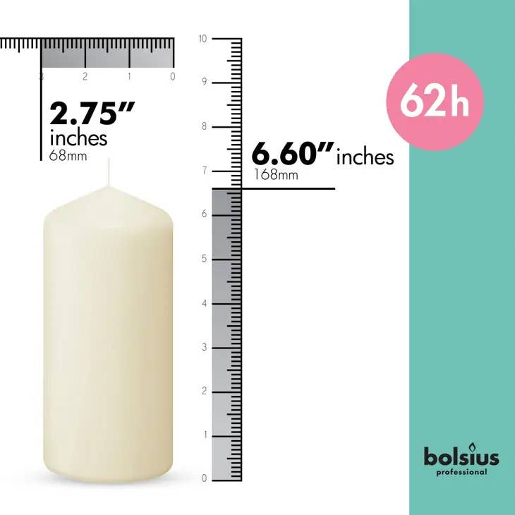 2.7 X6.7" Bulk Pillar Candles Ivory - Unscented: Ivory