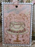 Gift Tag Happy Birthday Cake n Birds