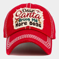 Dear Santa Bring Me More Dogs Message Accented Vintage Baseball Cap: Red