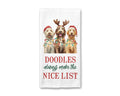Doodle Christmas Dog Nice List Kitchen Towel Pet Holiday: Transparent Cellophane Sleeve with Hanger Flap