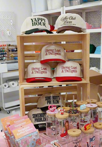 Yappy Hour Embroidered Trucker Hat: Green