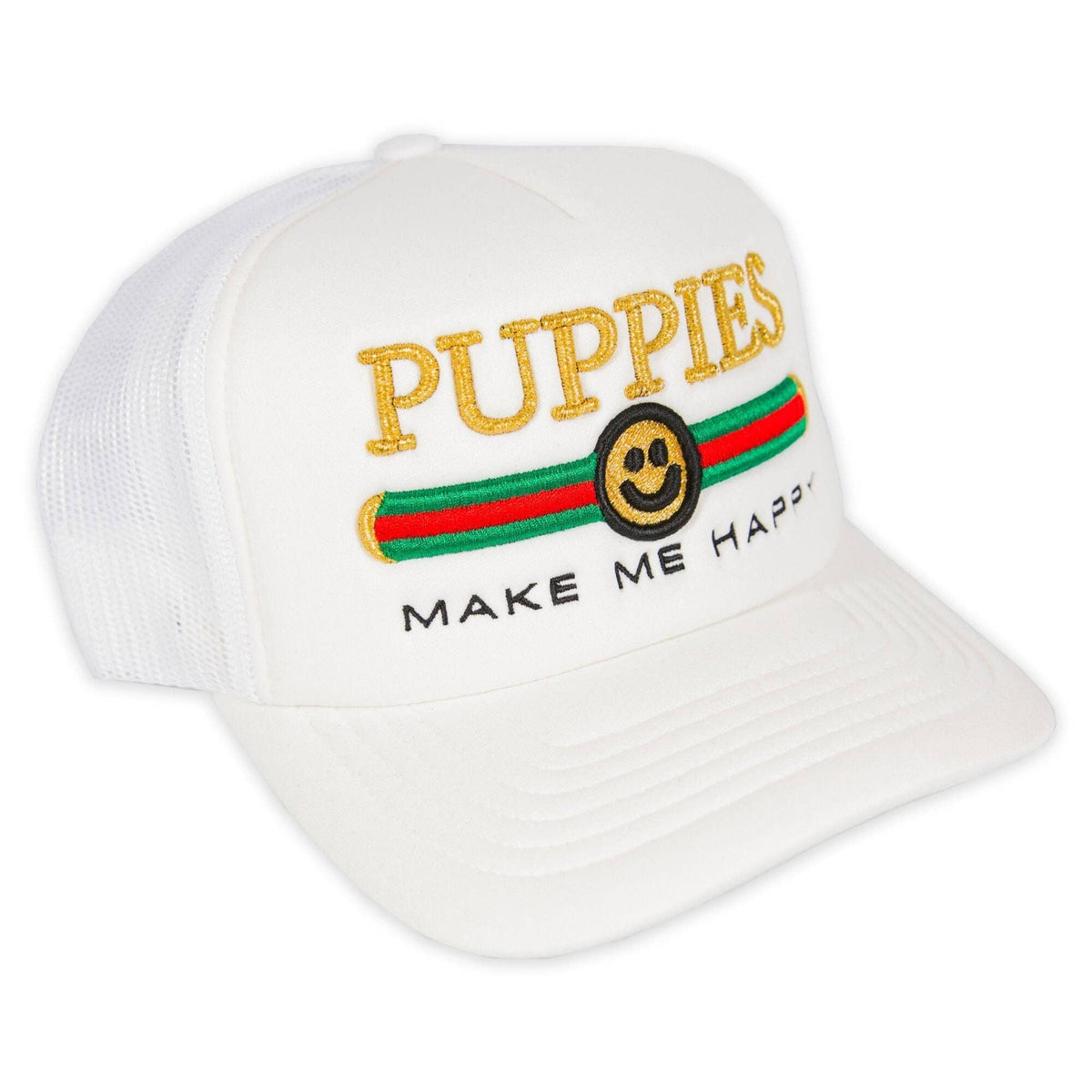 Pup Lux Metallic Gold Puff Embroidery | Trucker Cap: GREEN / M/L