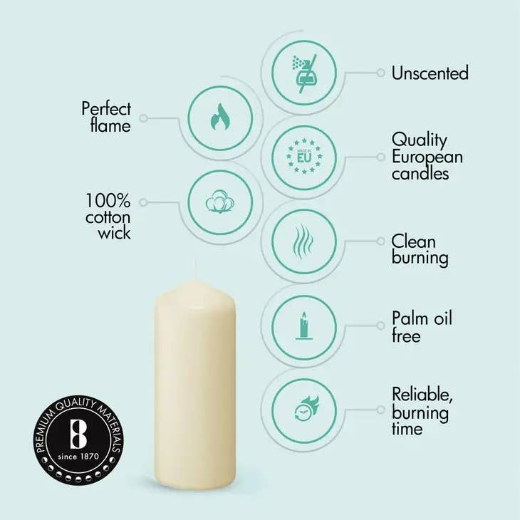 2.7 X6.7" Bulk Pillar Candles Ivory - Unscented: Ivory