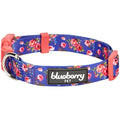 Spring Floral Pattern  Light-weighted Adjustable  Dog Collar: Irish Blue / Medium
