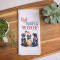Red White Woof Towel Dog 4th July Decor Patriotic Flag Amer: Transparent Cellophane Sleeve with Hanger Flap