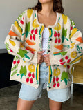 MULTI COLOR FLOWER PATTERNED KNIT CARDIGAN: Multi-Colored / One Size