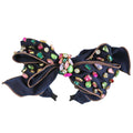 Holiday Gemstone Embellished Large Bow Headband: Navy