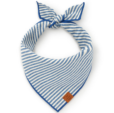 Lake Blue Stripe Spring Dog Bandana: Medium