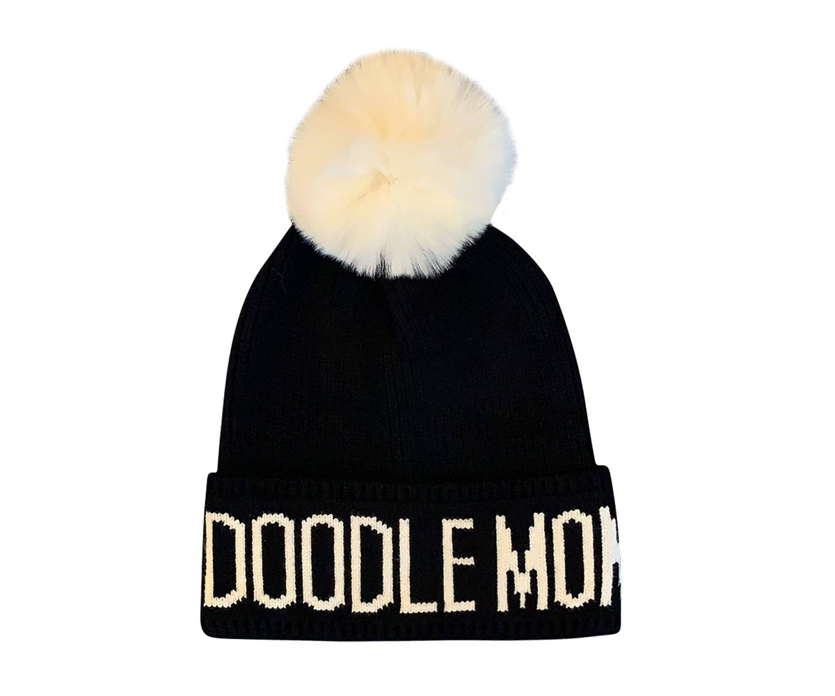 HatPhile Doodle Mom PomPom Knit Beanie – Cozy Toque Stocking for Doodle Lovers: Gray Pink