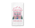 City State Chinoiserie Pink Small Town Christmas Home Towel: Transparent Cellophane Sleeve