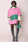 AKA Sorority Hoodie Puffer Pink Green Zipper Cape: Pink and Green / Multi Tone / 31.7 x 47.2 inches