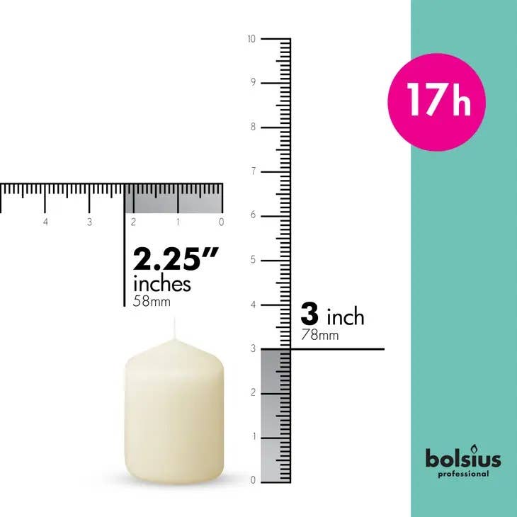 2.25 X 3" Bulk Pillar Candles Unscented Decor Pillar- Ivory: Ivory