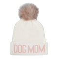 HatPhile Dog Mom PomPom Knit Beanie – Cozy Toque Stocking for Moms: White Pink