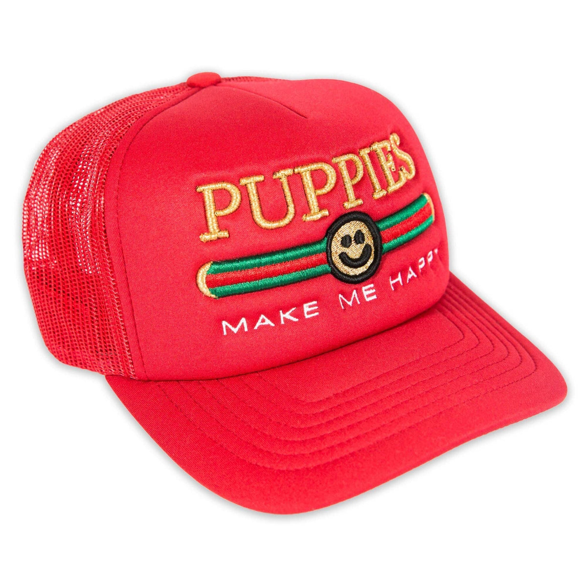 Pup Lux Metallic Gold Puff Embroidery | Trucker Cap: GREEN / M/L