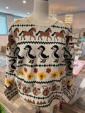 Horses, ducks, squirrels and Sunflowers Sweater