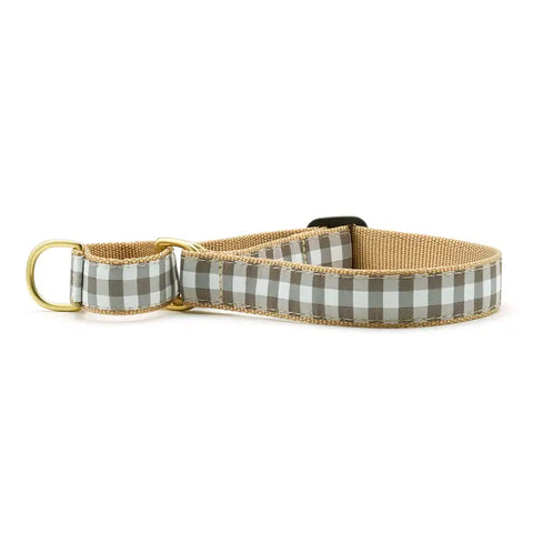 Gray Buffalo Check Fall Martingale Dog Collar: Medium / Wide