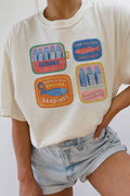 [G2031X-OTS] TINNED SARDINES COLLAGE OVERSIZED TEE: WHITE / M/L