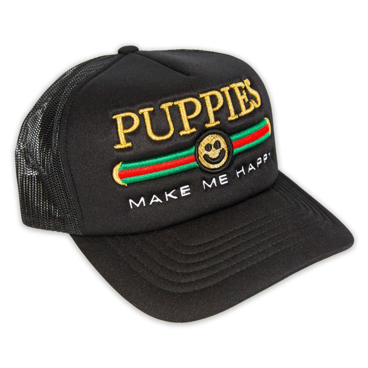 Pup Lux Metallic Gold Puff Embroidery | Trucker Cap: GREEN / M/L