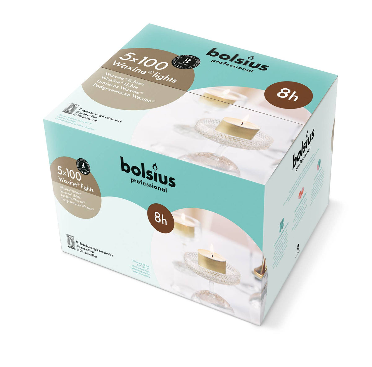 BOLSIUS Gold Cup Tealights - 8 Hour - 100 Pack