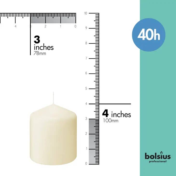 3 X 4" Wedding Centerpiece Pillar Candles Unscented-Ivory: Ivory