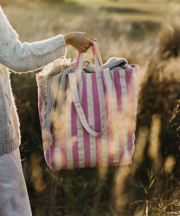 Striped tote bag Original - several colors: Rosa