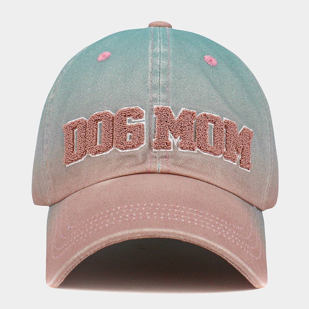 Dog Mom Message Ombre Baseball Cap: Mint