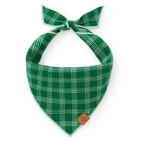 Emerald Plaid Spring Dog Bandana: Small