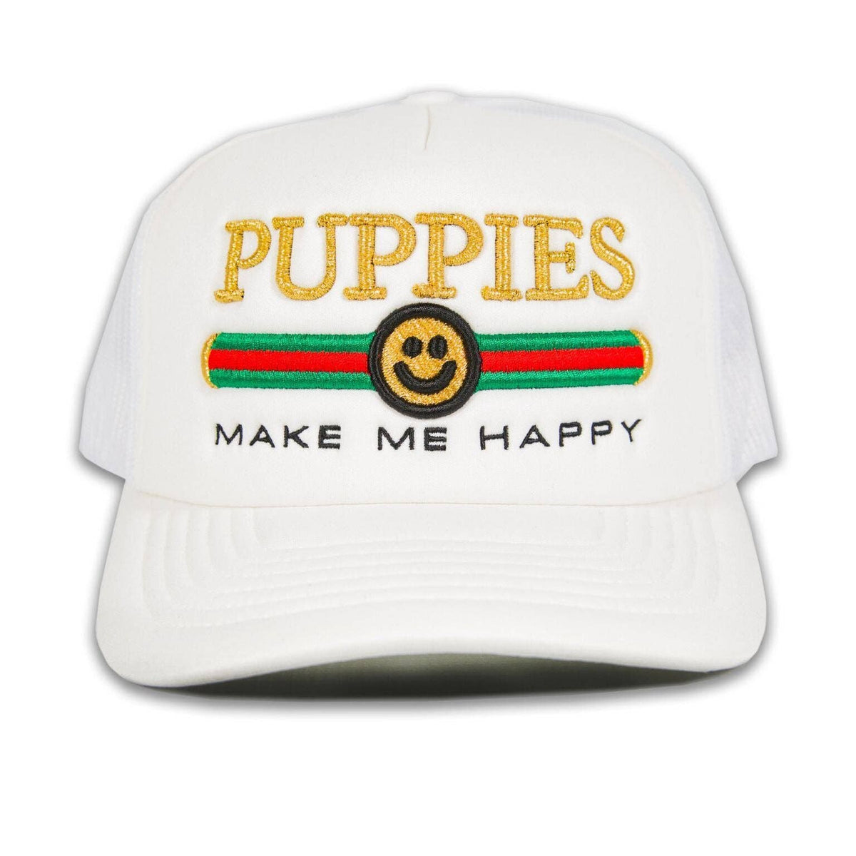 Pup Lux Metallic Gold Puff Embroidery | Trucker Cap: GREEN / M/L