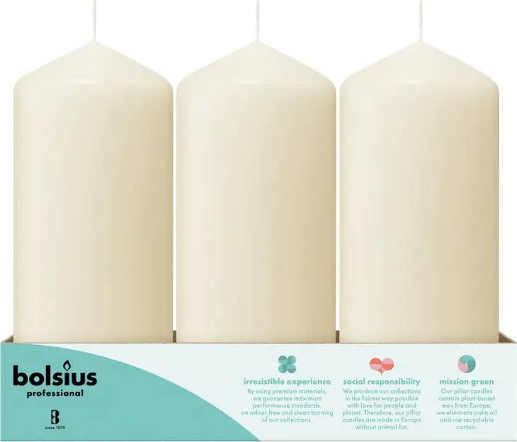 2.7 X6.7" Bulk Pillar Candles Ivory - Unscented: Ivory