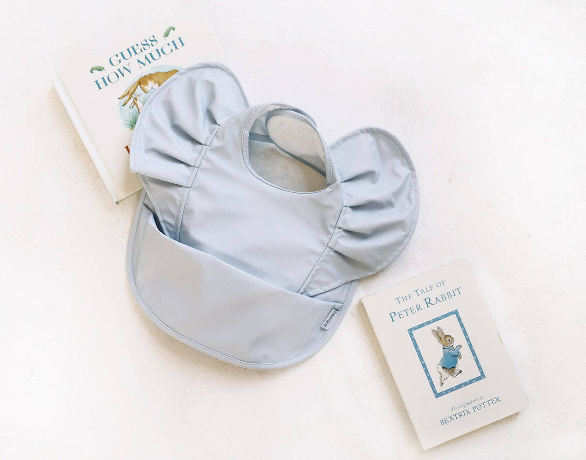 Sky Blue Angel Bib Girls Ruffle Waterproof Feeding Baby Bib
