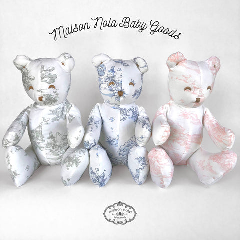 Storyland Toile Stuffed Bear: Pink