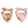 Reversible Dog Bandana Floral Bunnies | Pink Fawn Spots: Medium