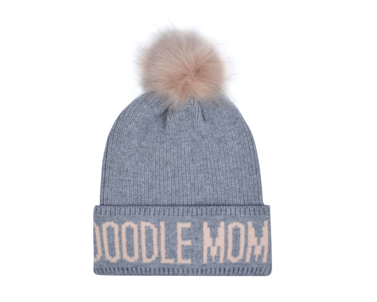HatPhile Doodle Mom PomPom Knit Beanie – Cozy Toque Stocking for Doodle Lovers: Brown White