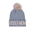 HatPhile Doodle Mom PomPom Knit Beanie – Cozy Toque Stocking for Doodle Lovers: Gray Pink