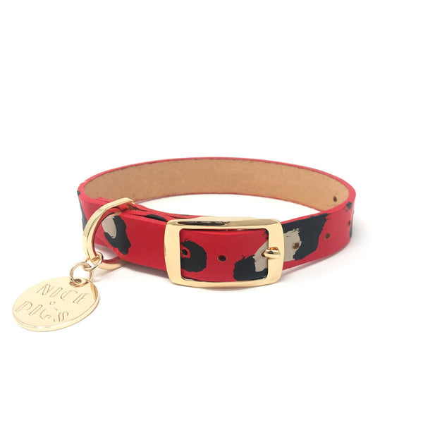 Red leather collar best sale